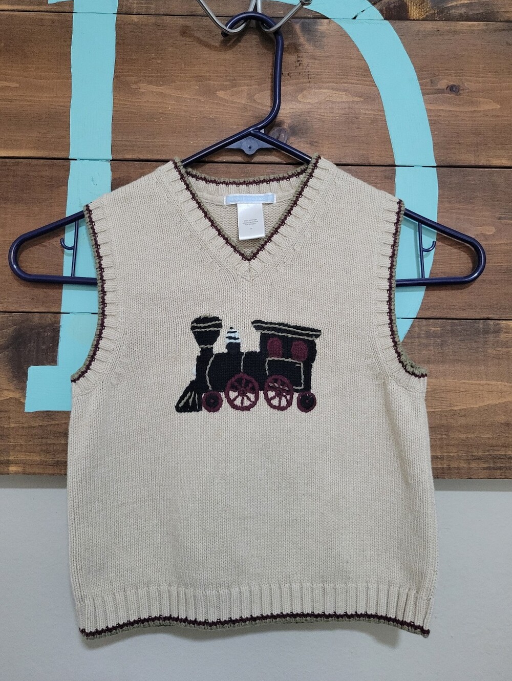 Janie And Jack Cream Knit Train Motif Sweater Vest Size 3